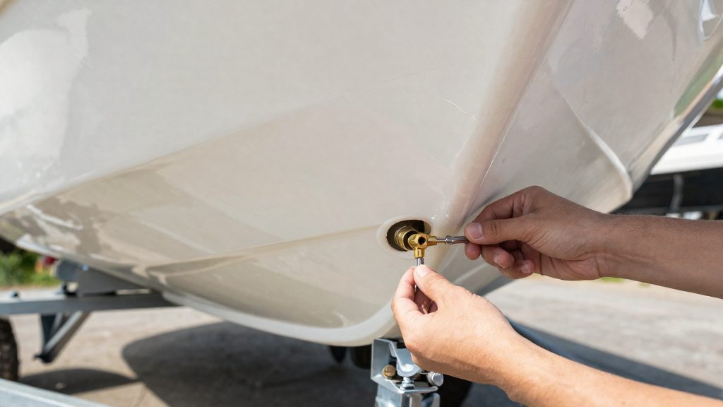 Where is the drain plug on a trailer boat?