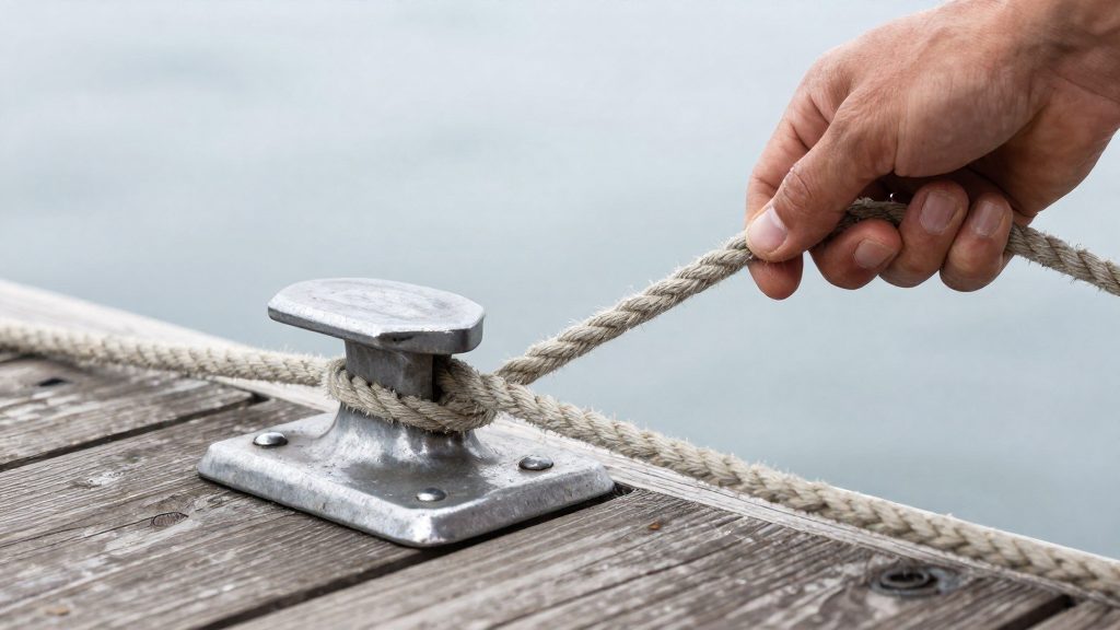 Warum helfen Bootshaken und Leinenfädler beim Festmachen?