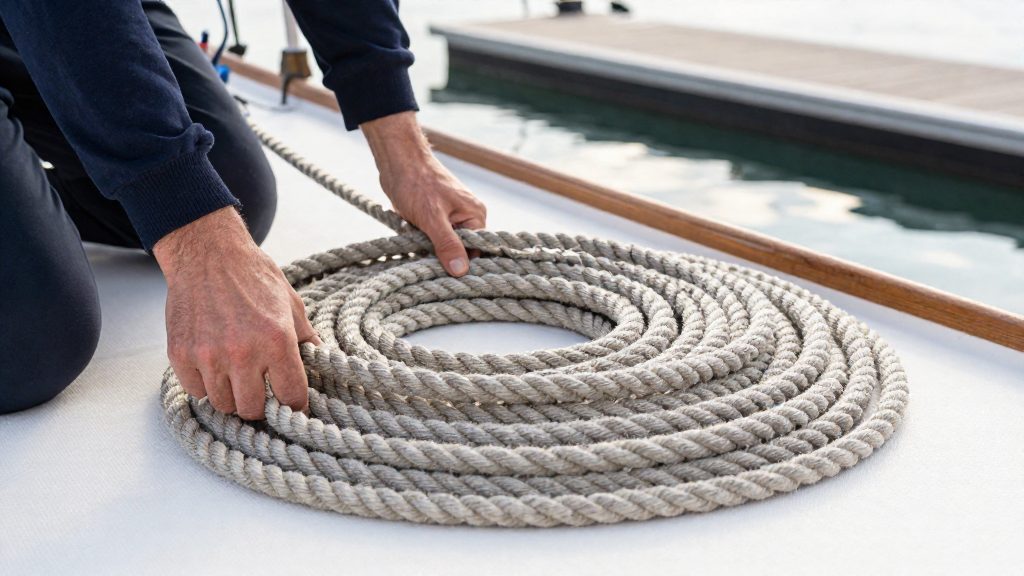 Why does coiling a dock line properly matter?