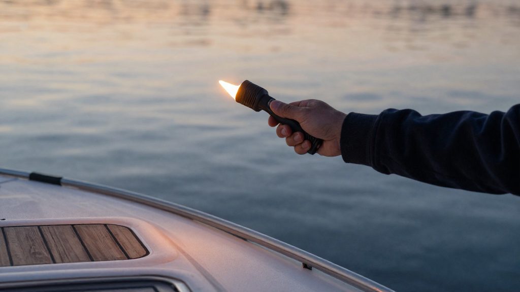 How do you fire a flare safely?