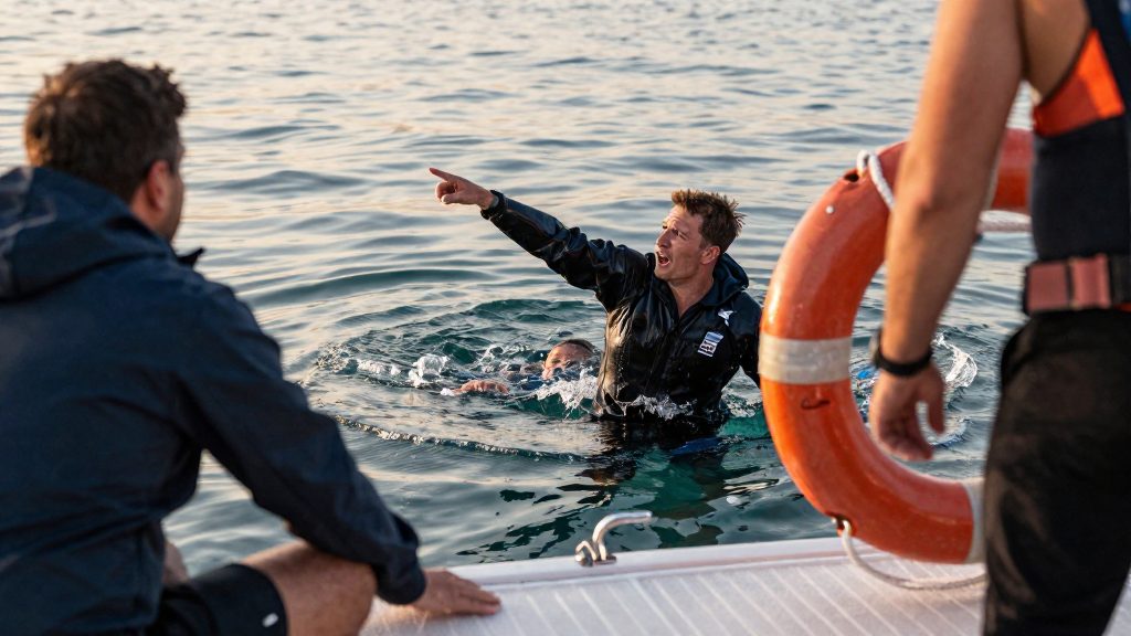 What should you do in the first seconds after someone goes overboard?