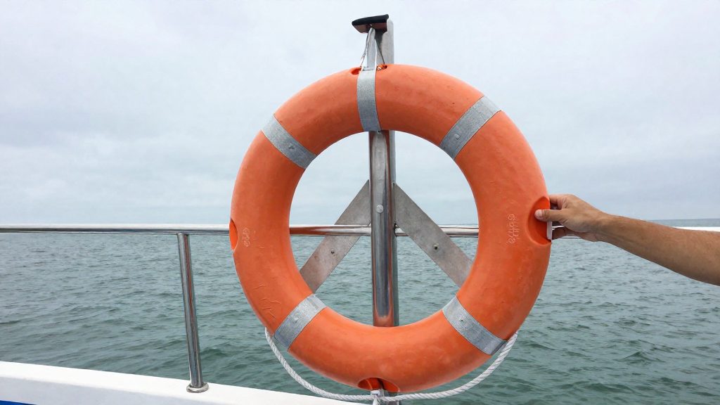 Wo gehört der Rettungsring an Bord hin?