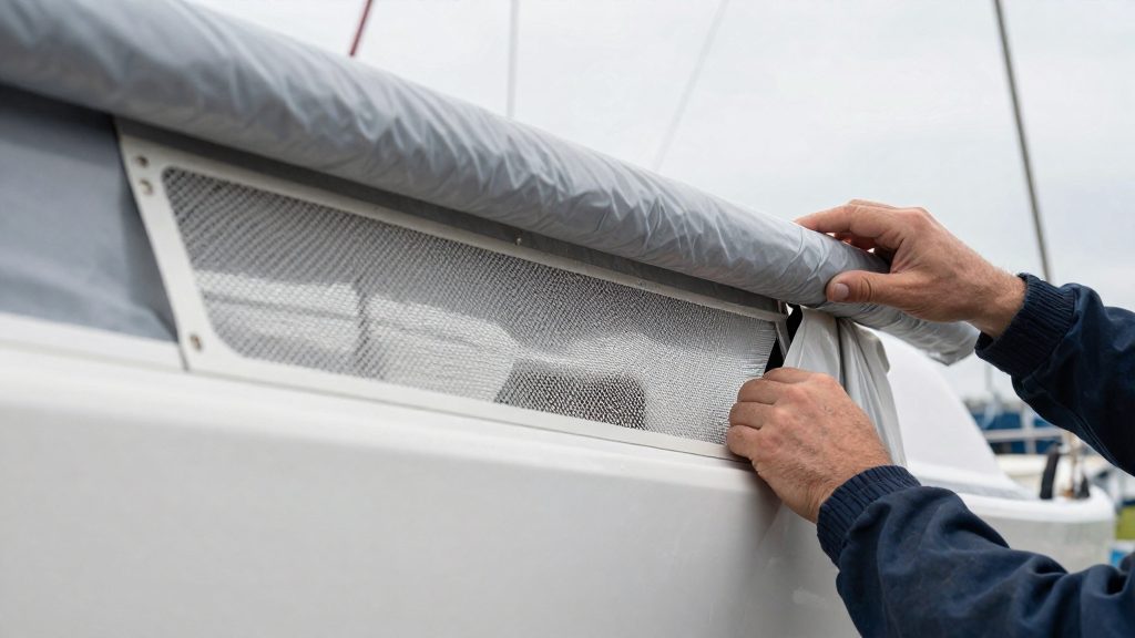 How do you ventilate a wrapped or covered boat?